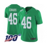 Men's Philadelphia Eagles #46 Herman Edwards Limited Green Rush Vapor Untouchable 100th Season Football Jersey