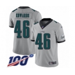 Men's Philadelphia Eagles #46 Herman Edwards Limited Silver Inverted Legend 100th Season Football Jersey