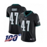 Men's Philadelphia Eagles #47 Nate Gerry Black Alternate Vapor Untouchable Limited Player 100th Season Football Jersey