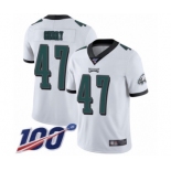 Men's Philadelphia Eagles #47 Nate Gerry White Vapor Untouchable Limited Player 100th Season Football Jersey