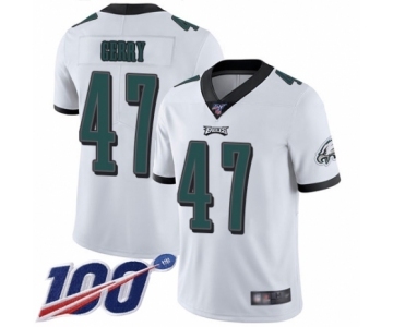 Men's Philadelphia Eagles #47 Nate Gerry White Vapor Untouchable Limited Player 100th Season Football Jersey