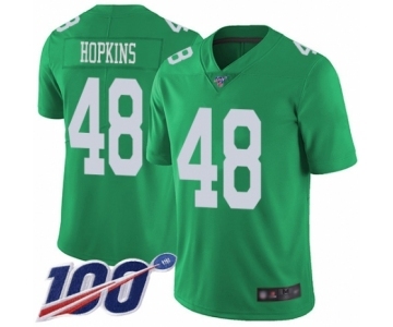 Men's Philadelphia Eagles #48 Wes Hopkins Limited Green Rush Vapor Untouchable 100th Season Football Jersey