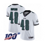 Men's Philadelphia Eagles #48 Wes Hopkins White Vapor Untouchable Limited Player 100th Season Football Jersey