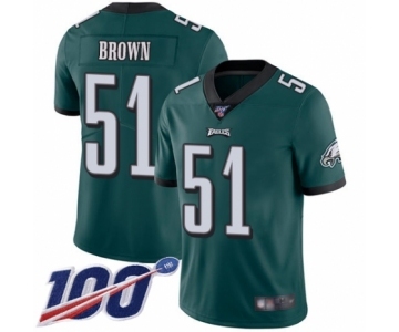 Men's Philadelphia Eagles #51 Zach Brown Midnight Green Team Color Vapor Untouchable Limited Player 100th Season Football Jersey