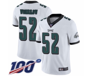 Men's Philadelphia Eagles #52 Paul Worrilow White Vapor Untouchable Limited Player 100th Season Football Jersey