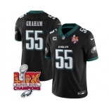 Men's Philadelphia Eagles #55 Brandon Graham Black 2025 Eagles Logo Super Bowl LIX Patch And 4-Star C Patch New F.U.S.E. Vapor Limited Football Stitched Je