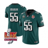 Men's Philadelphia Eagles #55 Brandon Graham Green 2025 Eagles Logo Super Bowl LIX Patch And 4-Star C Patch New F.U.S.E. Vapor Limited Football Stitched Je