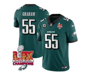 Men's Philadelphia Eagles #55 Brandon Graham Green 2025 Eagles Logo Super Bowl LIX Patch And 4-Star C Patch New F.U.S.E. Vapor Limited Football Stitched Je