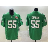 Men's Philadelphia Eagles #55 Brandon Graham Green 2025 Super Bowl LIX Patch F.U.S.E. Throwback Vapor Untouchable Limited Stitched Football Jersey