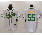 Men's Philadelphia Eagles #55 Brandon Graham White Gold Cool Base Stitched Baseball Jersey