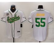 Men's Philadelphia Eagles #55 Brandon Graham White Gold With C Patch Cool Base Stitched Baseball Jersey