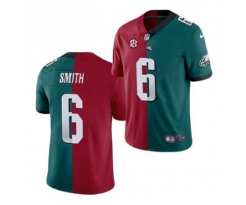 Men's Philadelphia Eagles #6 DeVonta Smith 2021 Red Green Split Stitched Football Jersey