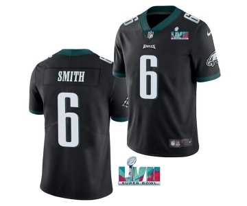 Men's Philadelphia Eagles #6 DeVonta Smith Black Super Bowl LVII Patch Vapor Untouchable Limited Stitched Jersey