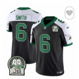 Men's Philadelphia Eagles  #6 DeVonta Smith Black White F.U.S.E. Vapor Untouchable Limited 2024 Stitched Football Jersey