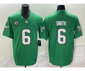 Men's Philadelphia Eagles #6 DeVonta Smith Green 2023 F.U.S.E. Vapor Untouchable With C Patch Stitched Football Jersey