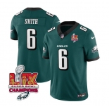 Men's Philadelphia Eagles #6 DeVonta Smith Green 2025 Eagles Logo Super Bowl LIX Patch New F.U.S.E. Vapor Limited Football Stitched Jersey