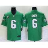 Men's Philadelphia Eagles #6 DeVonta Smith Green C Patch 2023 Vapor Limited Throwback Jersey