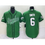 Men's Philadelphia Eagles #6 DeVonta Smith Green Cool Base Stitched Baseball Jersey