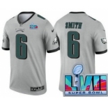 Men's Philadelphia Eagles #6 DeVonta Smith Limited Gray Inverted Super Bowl LVII Vapor Jersey