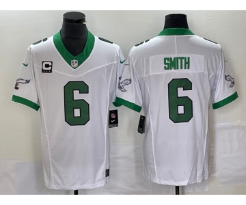 Men's Philadelphia Eagles #6 DeVonta Smith White 2023 F.U.S.E. With C Patch Vapor Untouchable Stitched Football Jersey