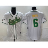 Men's Philadelphia Eagles #6 DeVonta Smith White Gold Cool Base Stitched Baseball Jersey