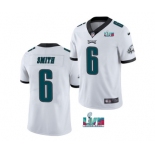 Men's Philadelphia Eagles #6 DeVonta Smith White Super Bowl LVII Patch Vapor Untouchable Limited Stitched Jersey