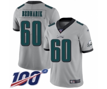 Men's Philadelphia Eagles #60 Chuck Bednarik Limited Silver Inverted Legend 100th Season Football Jersey