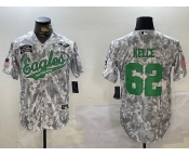 Men's Philadelphia Eagles #62 Jason Kelce Arctic Camo 2024 Salute to Service Stitched Baseball Jersey