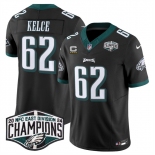 Men's Philadelphia Eagles #62 Jason Kelce Black 2024 NFC East Champions With 4-Star C Patch F.U.S.E. Vapor Untouchable Limited Stitched Football Jersey