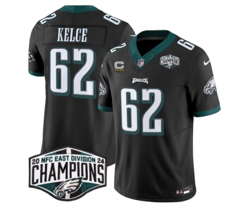 Men's Philadelphia Eagles #62 Jason Kelce Black 2024 NFC East Champions With 4-Star C Patch F.U.S.E. Vapor Untouchable Limited Stitched Football Jersey