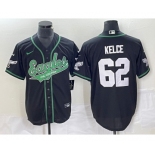 Men's Philadelphia Eagles #62 Jason Kelce Black Cool Base Stitched Baseball Jersey