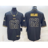 Men's Philadelphia Eagles #62 Jason Kelce Black Golden Edition Stitched NFL Nike Limited Jersey