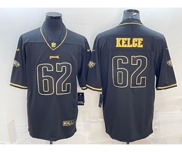 Men's Philadelphia Eagles #62 Jason Kelce Black Golden Edition Stitched NFL Nike Limited Jersey