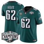 Men's Philadelphia Eagles #62 Jason Kelce Green 2024 New NFC East Champions With 4-Star C Patch F.U.S.E. Vapor Untouchable Limited Stitched Football Jersey