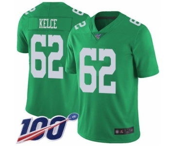 Men's Philadelphia Eagles #62 Jason Kelce Limited Green Rush Vapor Untouchable 100th Season Football Jersey