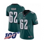 Men's Philadelphia Eagles #62 Jason Kelce Midnight Green Team Color Vapor Untouchable Limited Player 100th Season Football Jersey