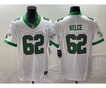 Men's Philadelphia Eagles #62 Jason Kelce White 2023 F.U.S.E. Vapor Untouchable Stitched Football Jersey