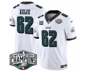 Men's Philadelphia Eagles #62 Jason Kelce White 2024 NFC Est Champions With 4-Star C Patch F.U.S.E. Vapor Untouchable Limited Stitched Football Jersey