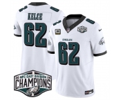 Men's Philadelphia Eagles #62 Jason Kelce White 2024 New NFC East Champions With 4-Star C Patch F.U.S.E. Vapor Untouchable Limited Stitched Football Jersey