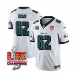 Men's Philadelphia Eagles #62 Jason Kelce White 2025 Eagles Logo Super Bowl LIX Patch And 4-Star C Patch New F.U.S.E. Vapor Limited Football Stitched Jerse