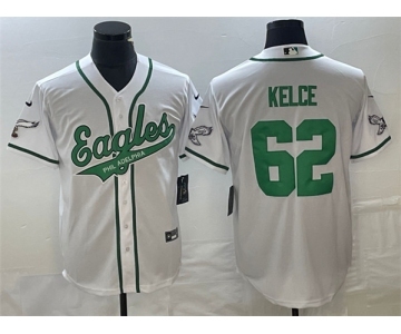 Men's Philadelphia Eagles #62 Jason Kelce White Cool Base Stitched Baseball Jersey