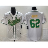 Men's Philadelphia Eagles #62 Jason Kelce White Gold With C Patch Cool Base Baseball Stitched Jersey