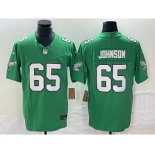 Men's Philadelphia Eagles #65 Lane Johnson Green 2023 FUSE Vapor Limited Throwback Stitched Jersey