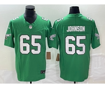 Men's Philadelphia Eagles #65 Lane Johnson Green 2023 FUSE Vapor Limited Throwback Stitched Jersey