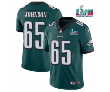 Men's Philadelphia Eagles #65 Lane Johnson Green Super Bowl LVII Patch Vapor Untouchable Limited Stitched Jersey