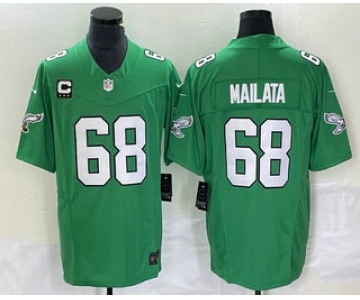 Men's Philadelphia Eagles #68 Jordan Mailata Green C Patch 2023 FUSE Vapor Limited Throwback Stitched Jersey