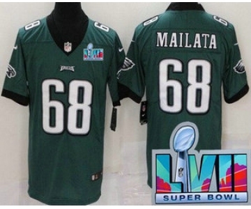 Men's Philadelphia Eagles #68 Jordan Mailata Limited Green Super Bowl LVII Vapor Jersey