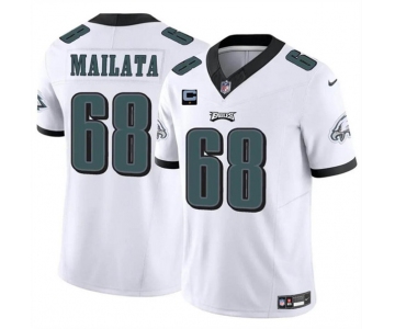 Men's Philadelphia Eagles #68 Jordan Mailata White F.U.S.E. With 1-Star C Patch Vapor Untouchable Limited Football Stitched Jersey