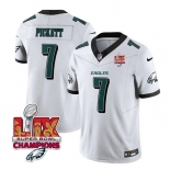 Men's Philadelphia Eagles #7 Kenny Pickett White 2025 Eagles Logo Super Bowl LIX Patch New F.U.S.E. Vapor Limited Football Stitched Jersey