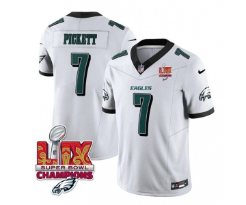 Men's Philadelphia Eagles #7 Kenny Pickett White 2025 Eagles Logo Super Bowl LIX Patch New F.U.S.E. Vapor Limited Football Stitched Jersey